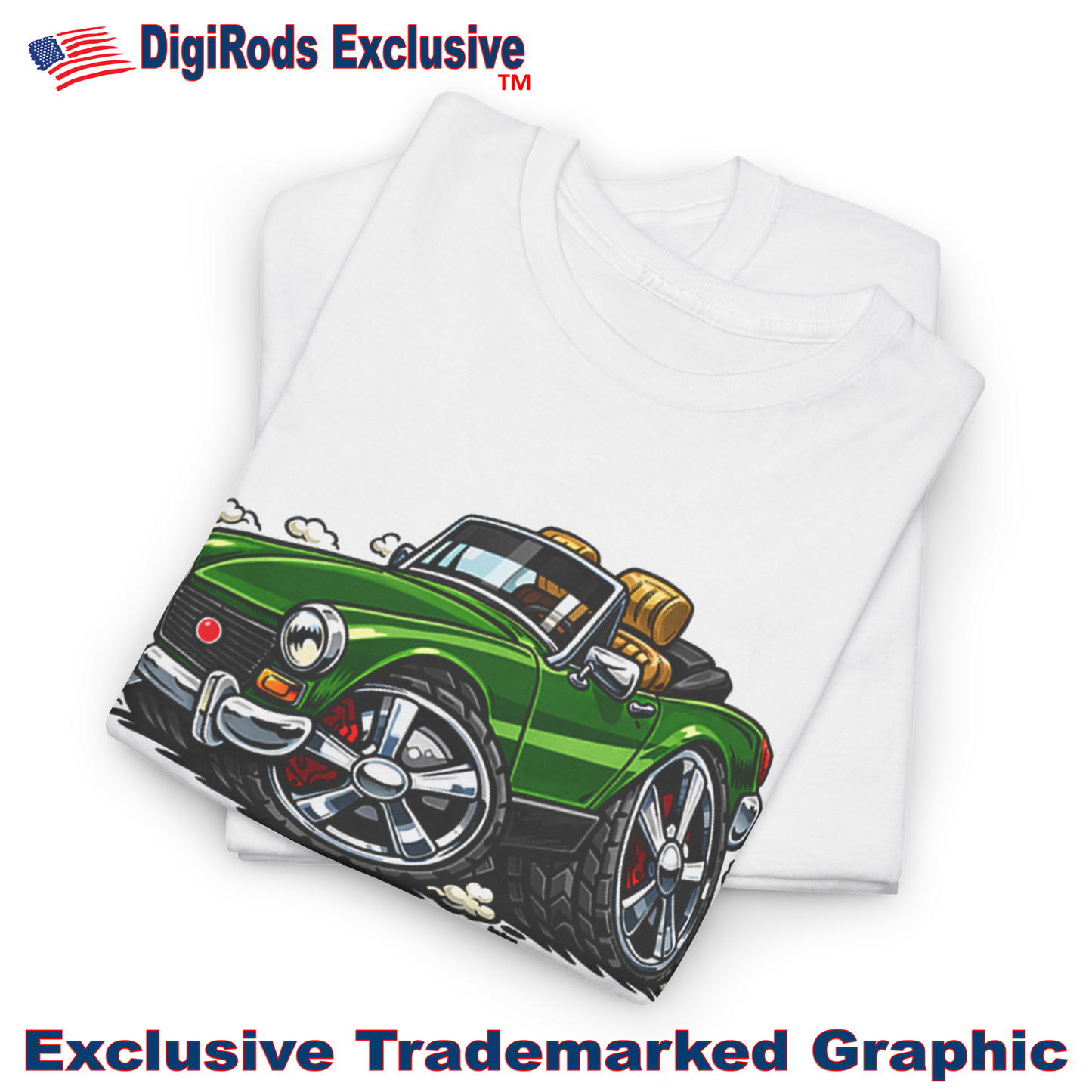 (MG) MG Midget British Fun Racing Convertible DigiRods Cartoon Car Graphics T Shirt