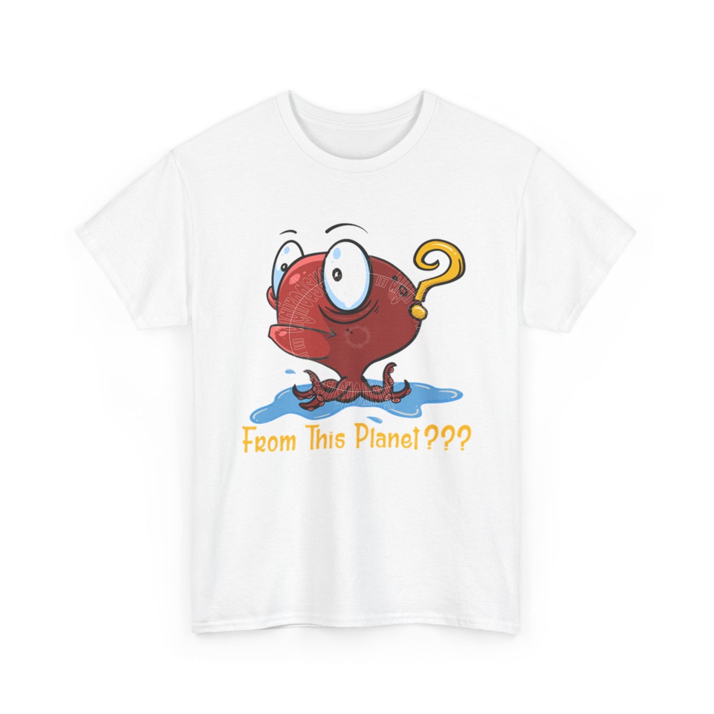 Octopus Origin Question ... From Outer Space? Caricature Cartoon T Shirt