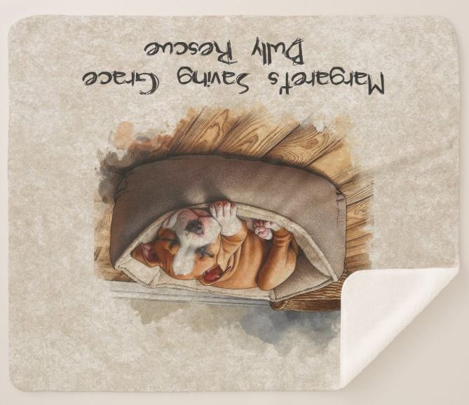 MSGBR Bully Rescue Pitbull Dog Sleeping Puppy On Dog Bed #1 Brown Sherpa Fleece Throw Blanket