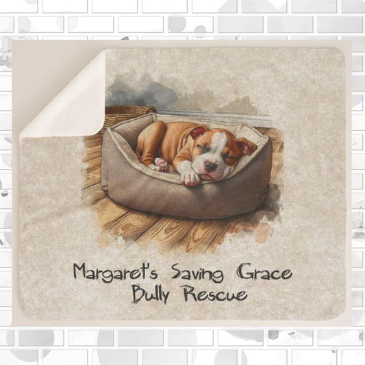 MSGBR Bully Rescue Pitbull Dog Sleeping Puppy On Dog Bed #1 Brown Sherpa Fleece Throw Blanket
