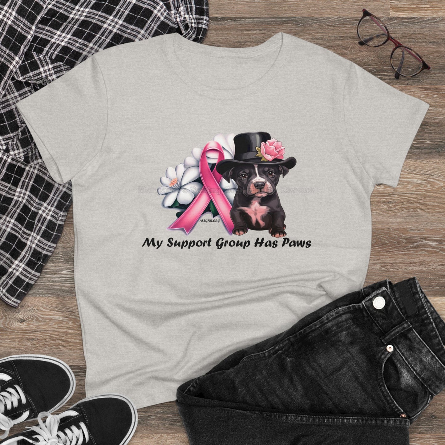 MSGBR Bully Rescue Pitbull Dog Breed Breast Cancer Support Group Has Paws T Shirt