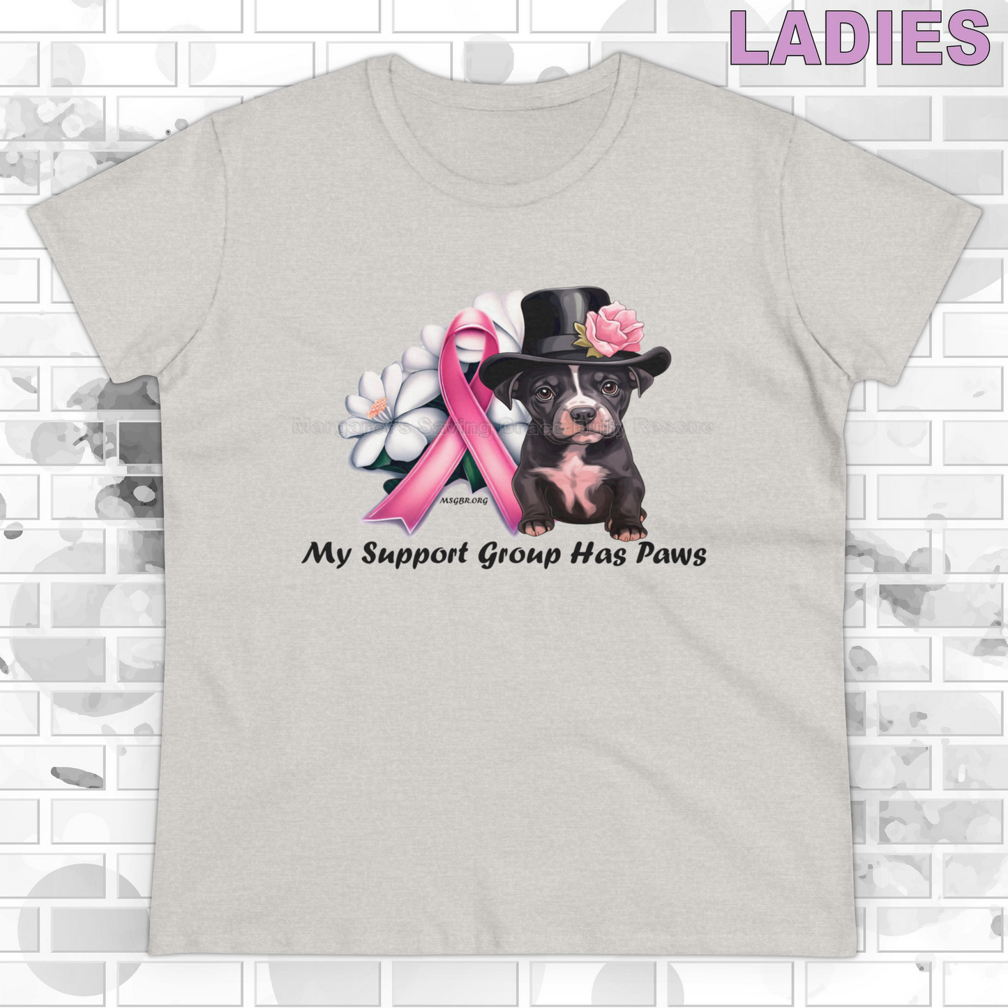 MSGBR Bully Rescue Pitbull Dog Breed Breast Cancer Support Group Has Paws T Shirt