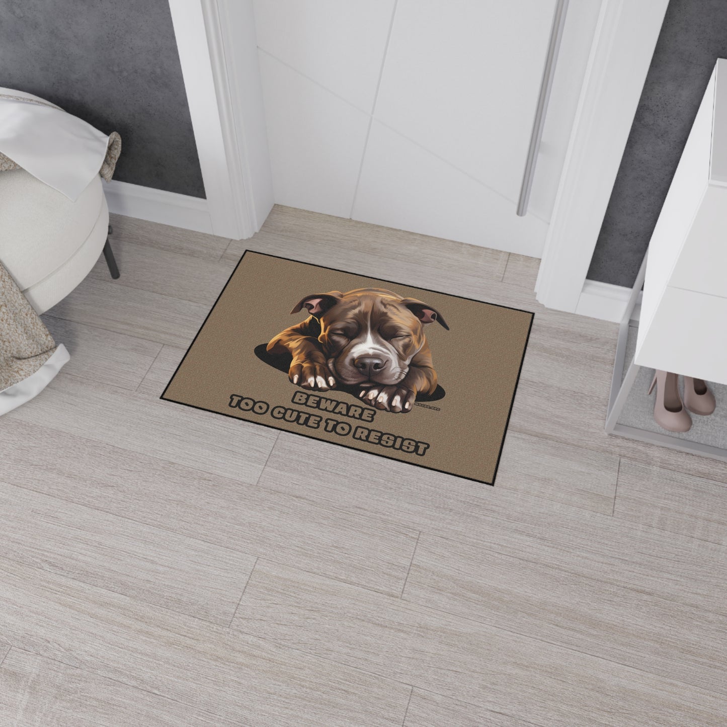MSGBR Bully Rescue Pitbull Dog Breed Beware ... Too Cute To Resist Doormat Door Mat Rug