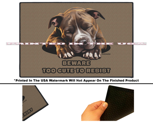 MSGBR Bully Rescue Pitbull Dog Breed Beware ... Too Cute To Resist Doormat Door Mat Rug