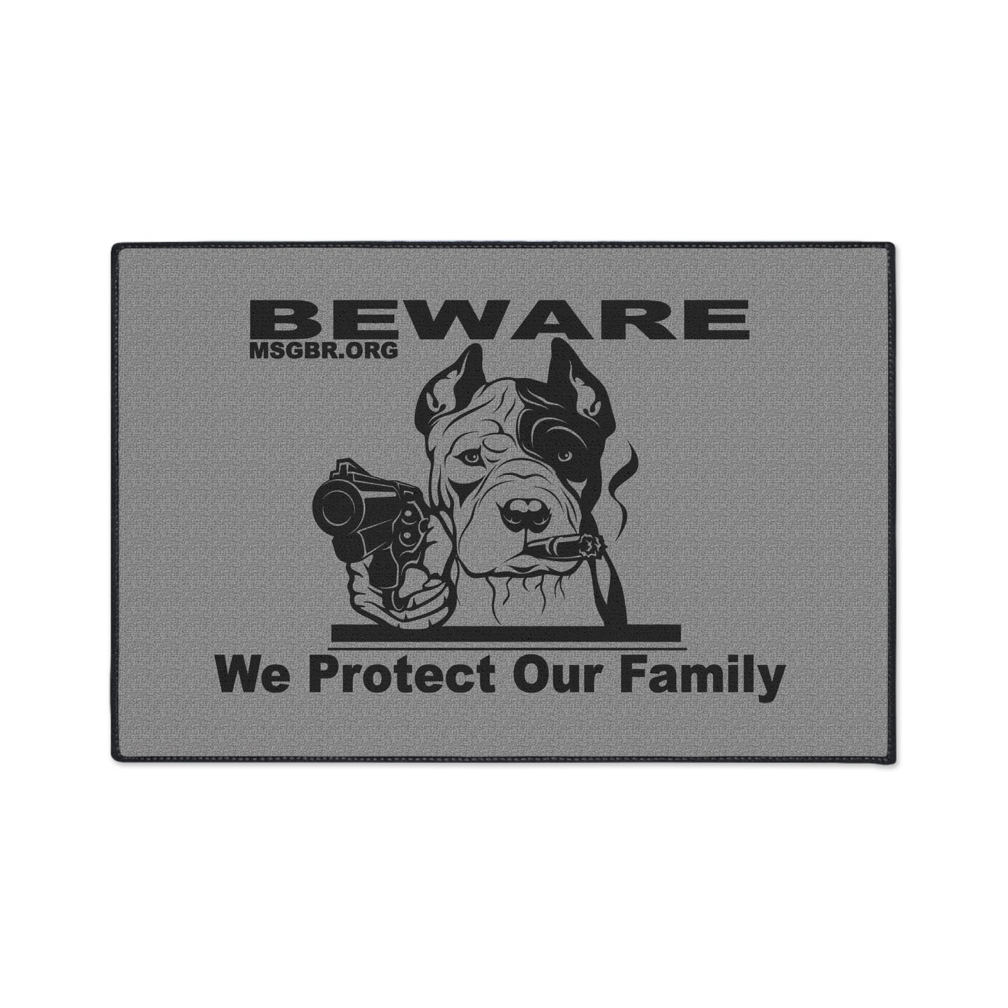 MSGBR Bully Rescue Pitbull Dog Breed Protect Our Family Gun Logo Doormat Door Mat Rug
