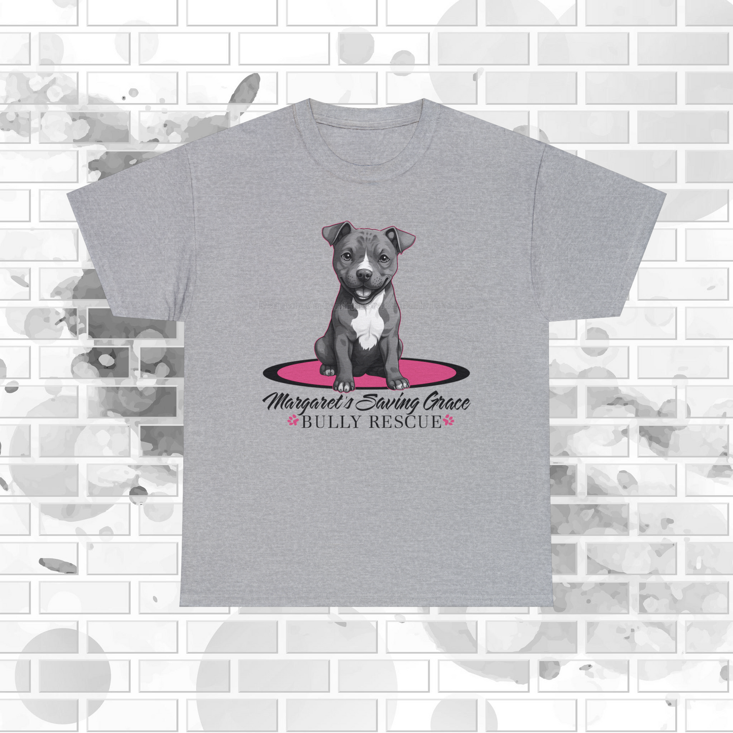 MSGBR Bully Rescue Pitbull Dog Breed Classic Single Pup Logo Gray T Shirt