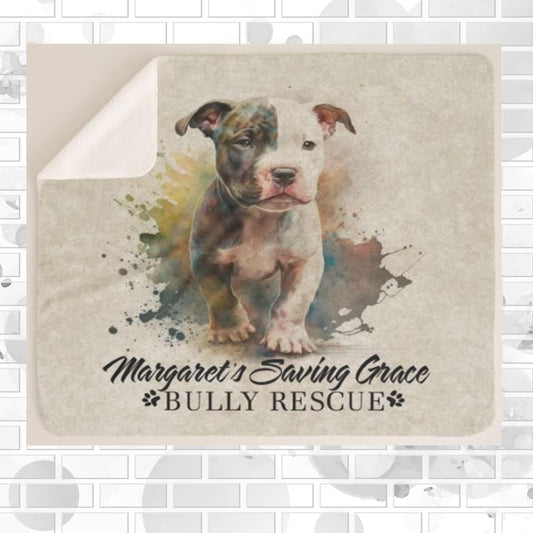 MSGBR Bully Rescue Pitbull Dog PuppyForward Logo Brown Sherpa Fleece Throw Blanket