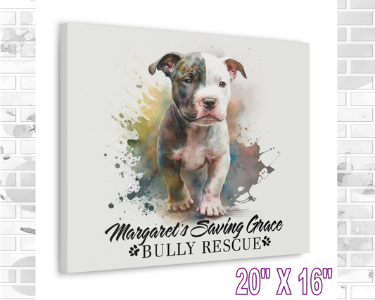 MSGBR Bully Rescue Pitbull Dog Breed Puppy Forward Canvas Print Wall Art