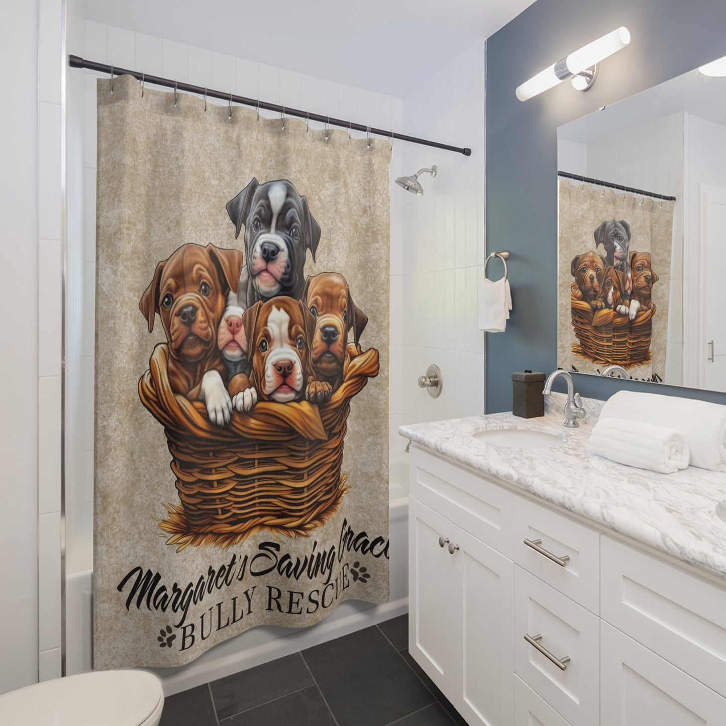 MSGBR Bully Rescue Pitbull Puppies Graphic Art #1 Bathroom Shower Curtain