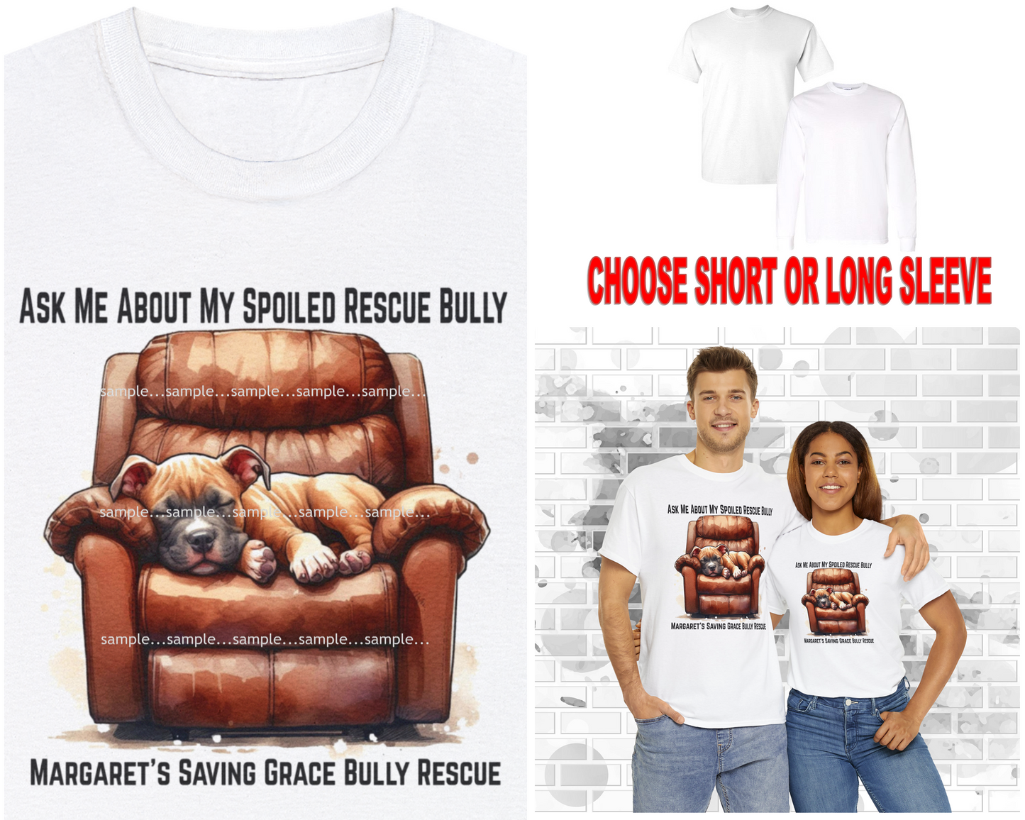 MSGBR Bully Rescue Pitbull Dog Breed Ask Me About Spoiled Rescue Bully On Recliner #2 White T Shirt