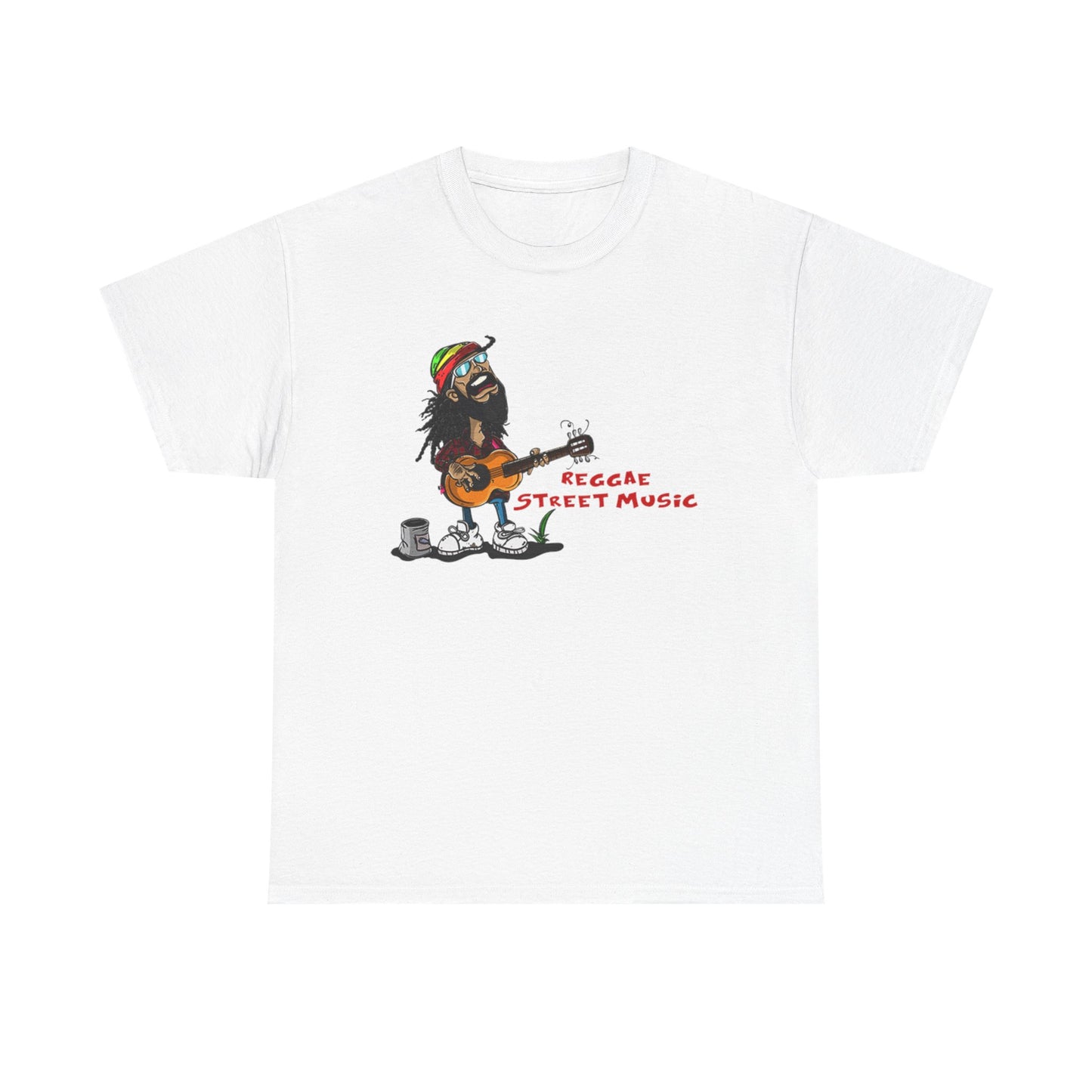 Reggae Music Rasta Dude Street Musician Caricature Cartoon T Shirt