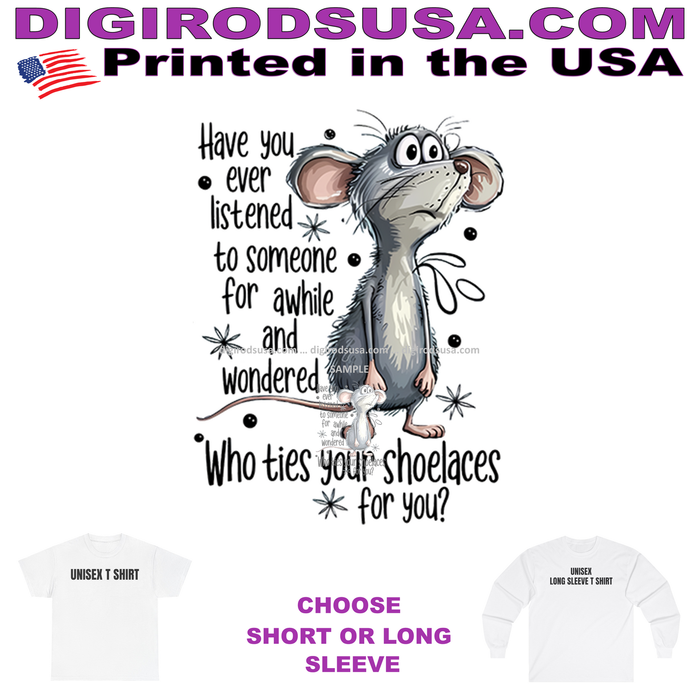 Rat Question Wonder Who Ties Your Shoelaces Caricature Cartoon T Shirt