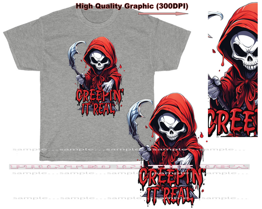 Grim Reaper Cartoon Character Creepin It Real Graphic Art T Shirt