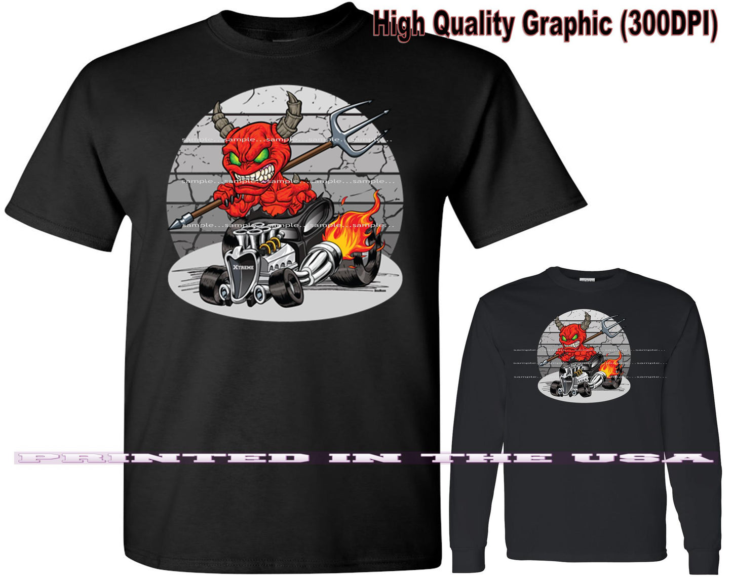 (*DigiToon) XRod Extreme Hot Rod Evil Red Demon Creature Racer DigiRods Cartoon Car Series Short/Long Sleeve T Shirt