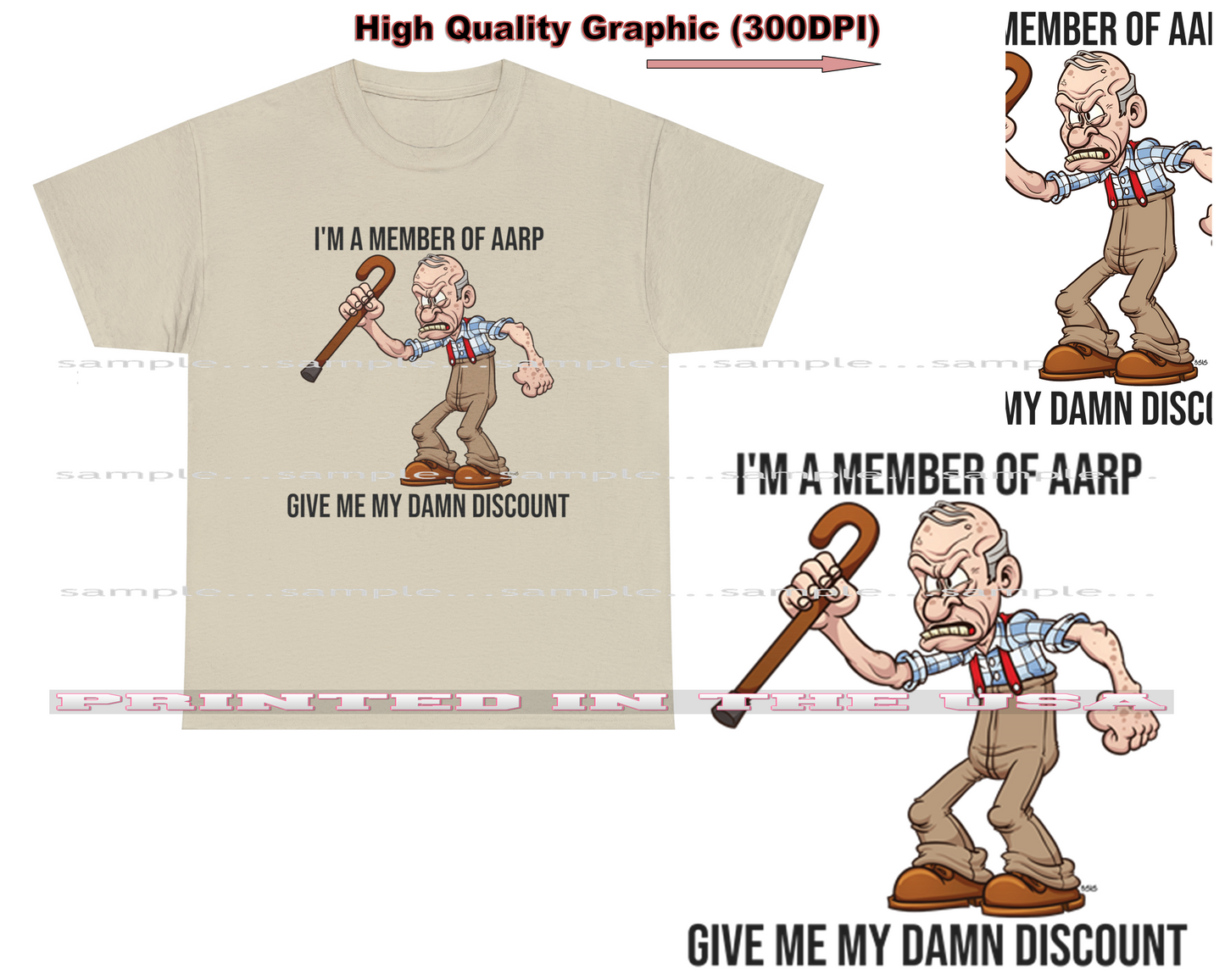 Retired Old Man Give Me My Damn AARP Discount Sand Brown T Shirt