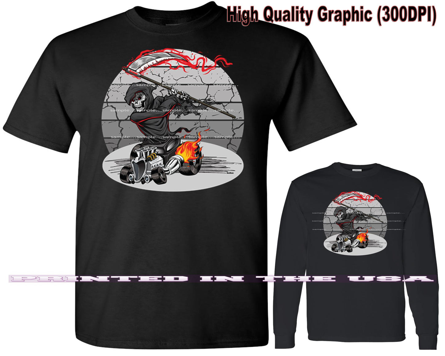 (*DigiToon) XRod Extreme Hot Rod Bloody Ripper Skeleton Racer DigiRods Cartoon Car Series Short/Long Sleeve T Shirt