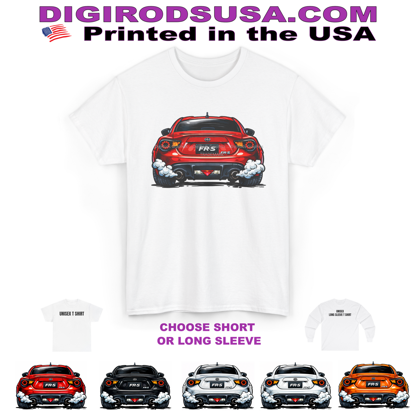 (SCI) Scion FR-S FRS Rear View DigiRods Cartoon Car T Shirt