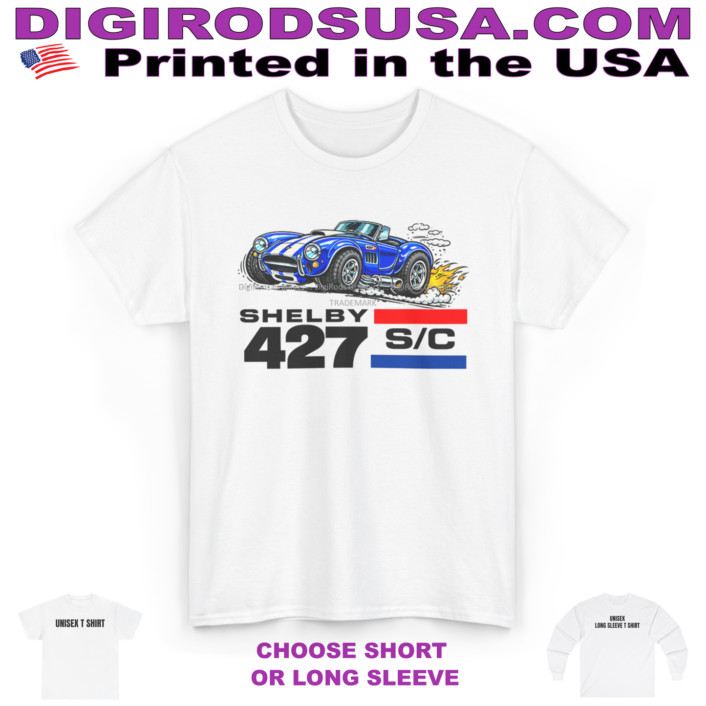 (AC) AC Shelby Cobra 427 Model Racing Engine Logo DigiRods Cartoon Car T Shirt