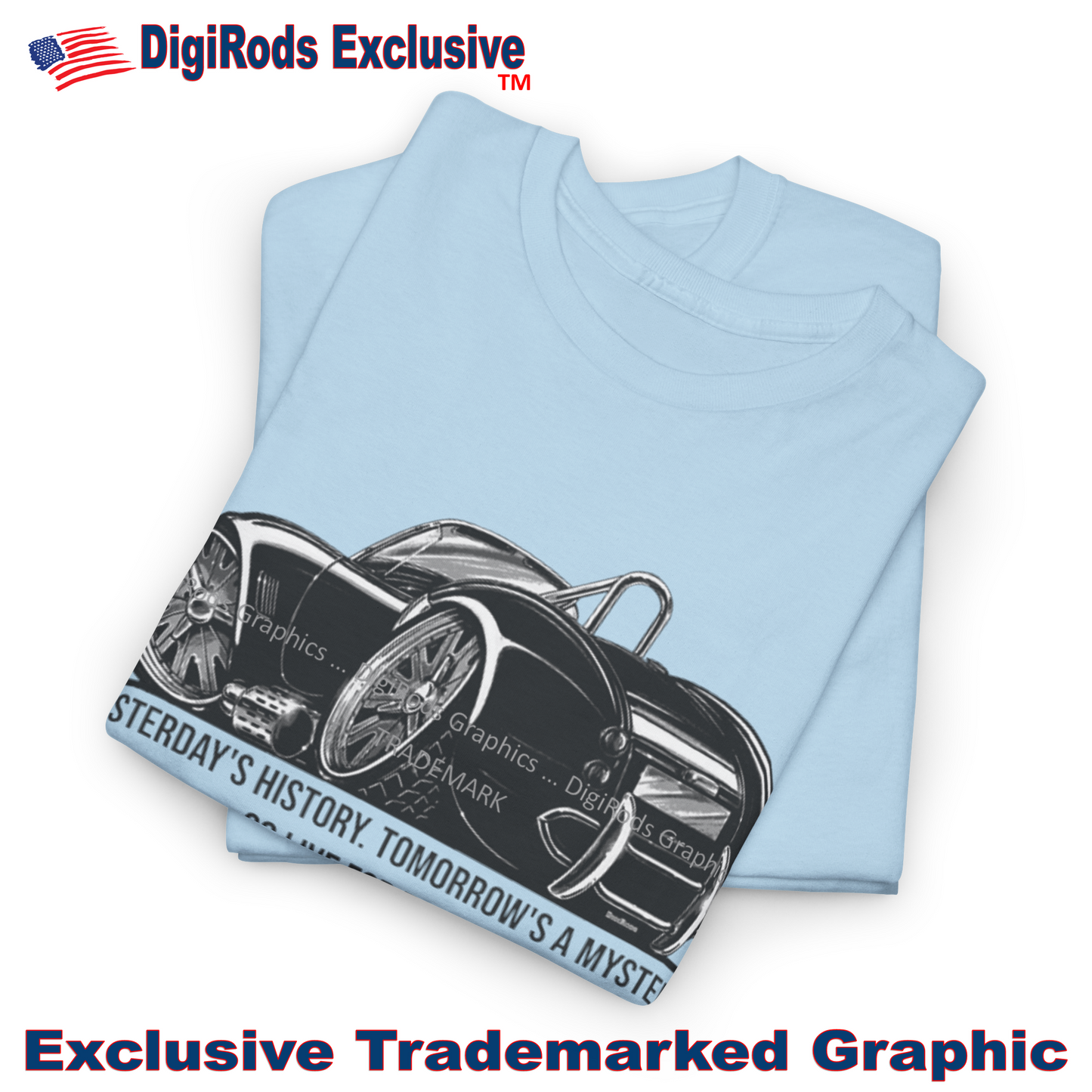 (AC) AC Shelby Cobra Carroll Shelby Quote DigiRods Cartoon Car Blue T Shirt