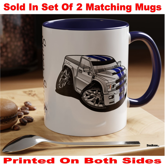 (FOR) Ford F-150 F Series F150 Truck Shelby Super Snake Model DigiRods Cartoon Car Graphic Art Coffee Cup Mug Set Of 2