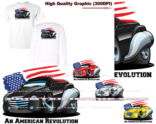 (CHE) SSR Rare Truck Model American Revolution Flag DigiRods Cartoon Car Short/Long Sleeve T Shirt