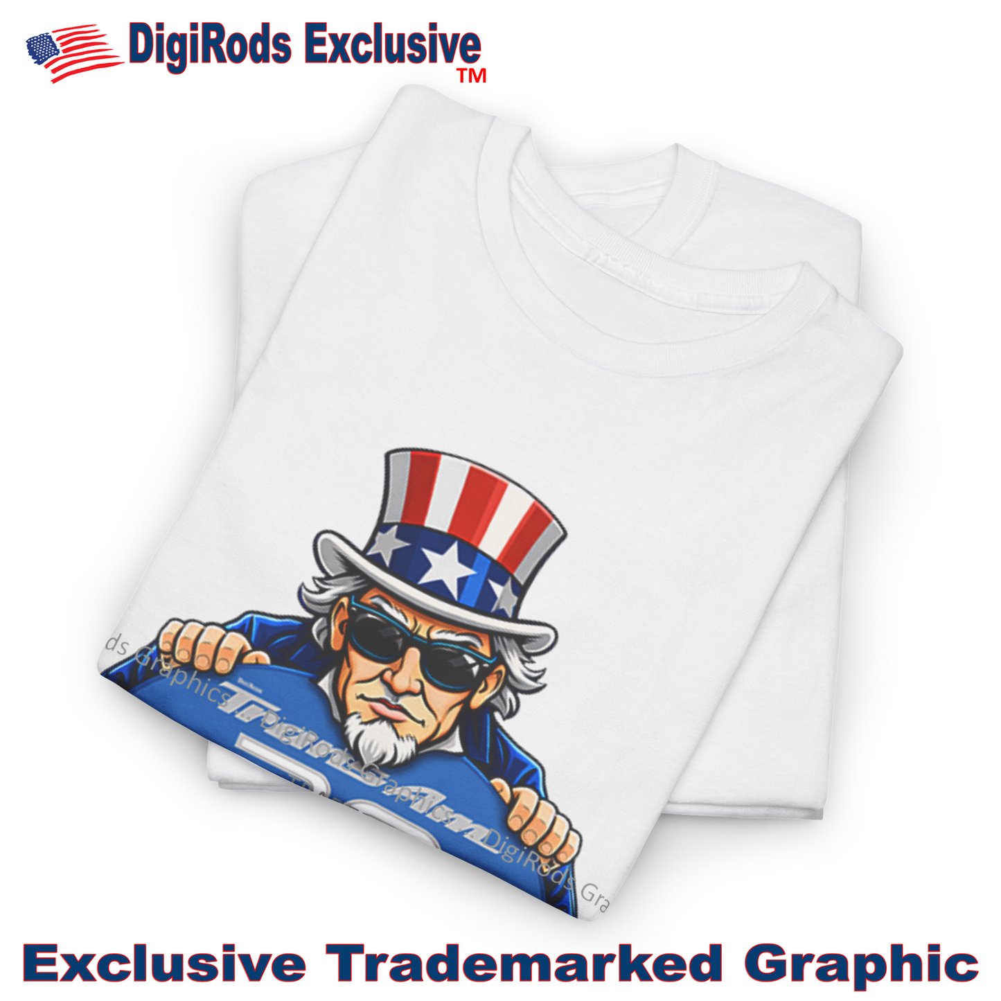 (PON) Pontiac Trans Am 1999 30th Anniversary Uncle Sam DigiRods Cartoon Car Logo T Shirt