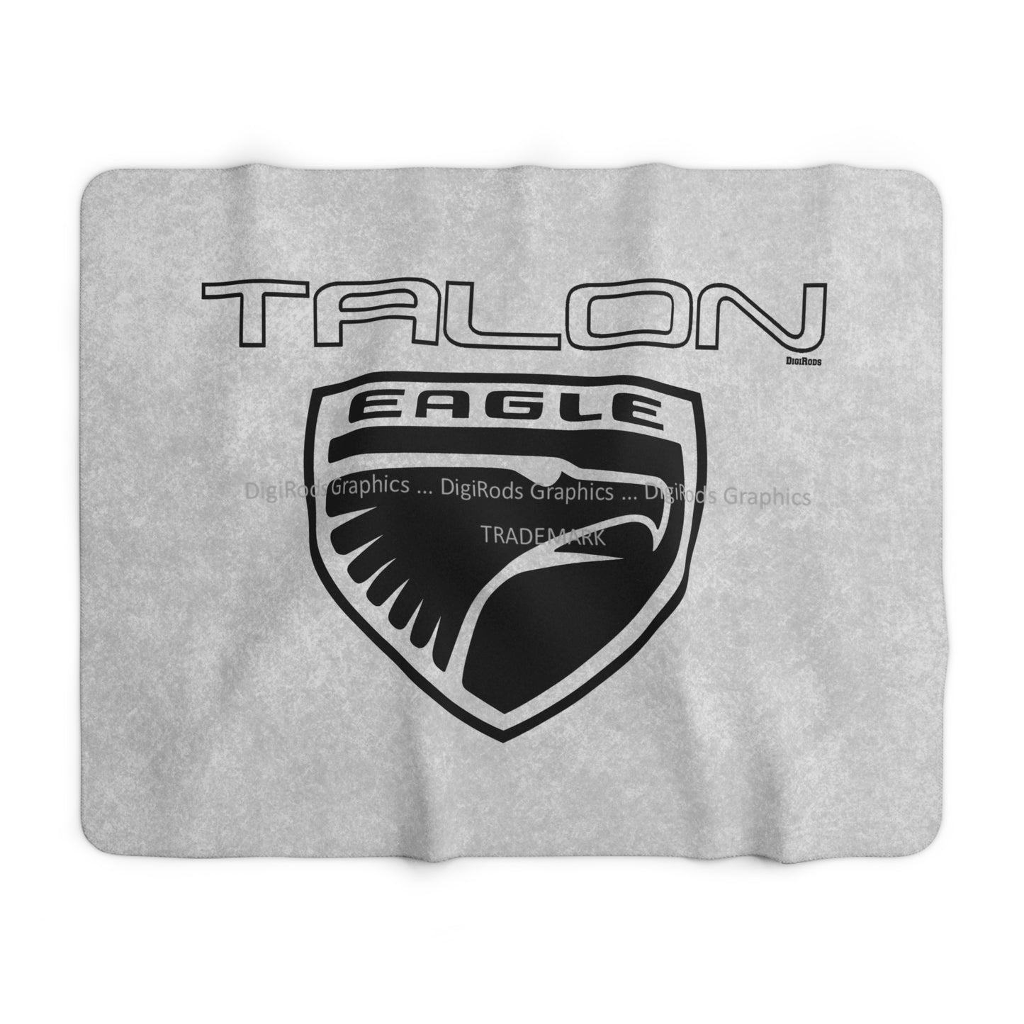 (EAG) Eagle Talon Classic 1990's Shield Logo DigiRods Cartoon Car Logo Gray Sherpa Fleece Blanket
