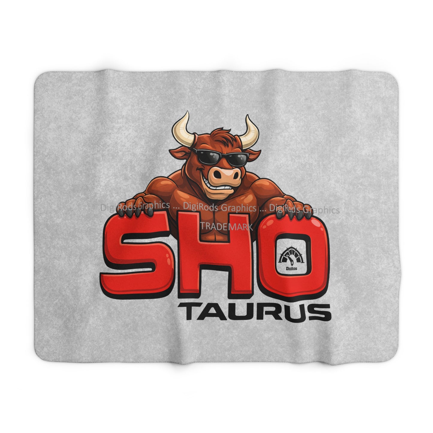 (FOR) Ford Taurus SHO Model American Bull DigiRods Cartoon Car Logo Gray Sherpa Fleece Blanket (Copy)