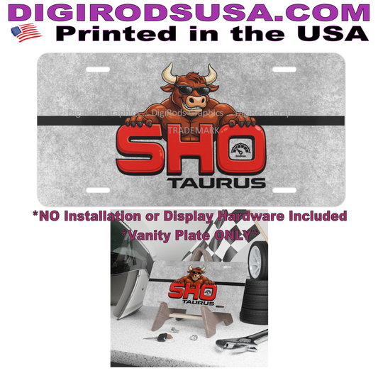 (FOR) Ford Taurus SHO Model American Bull DigiRods Cartoon Car Logo Vanity License Plate