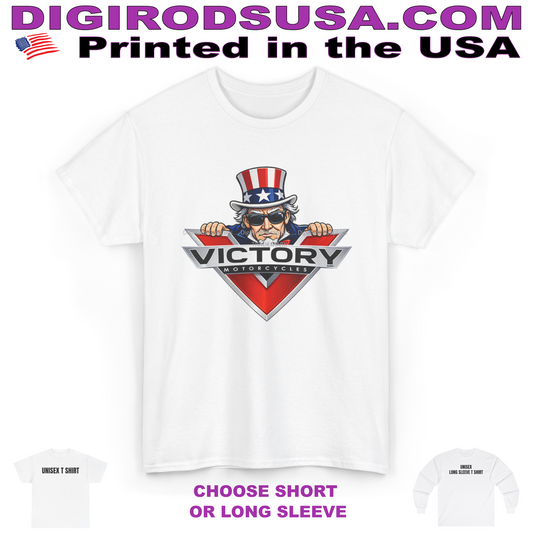 (VIC) Victory Motorcycle American Biker Uncle Sam DigiRods Cartoon Logo T Shirt