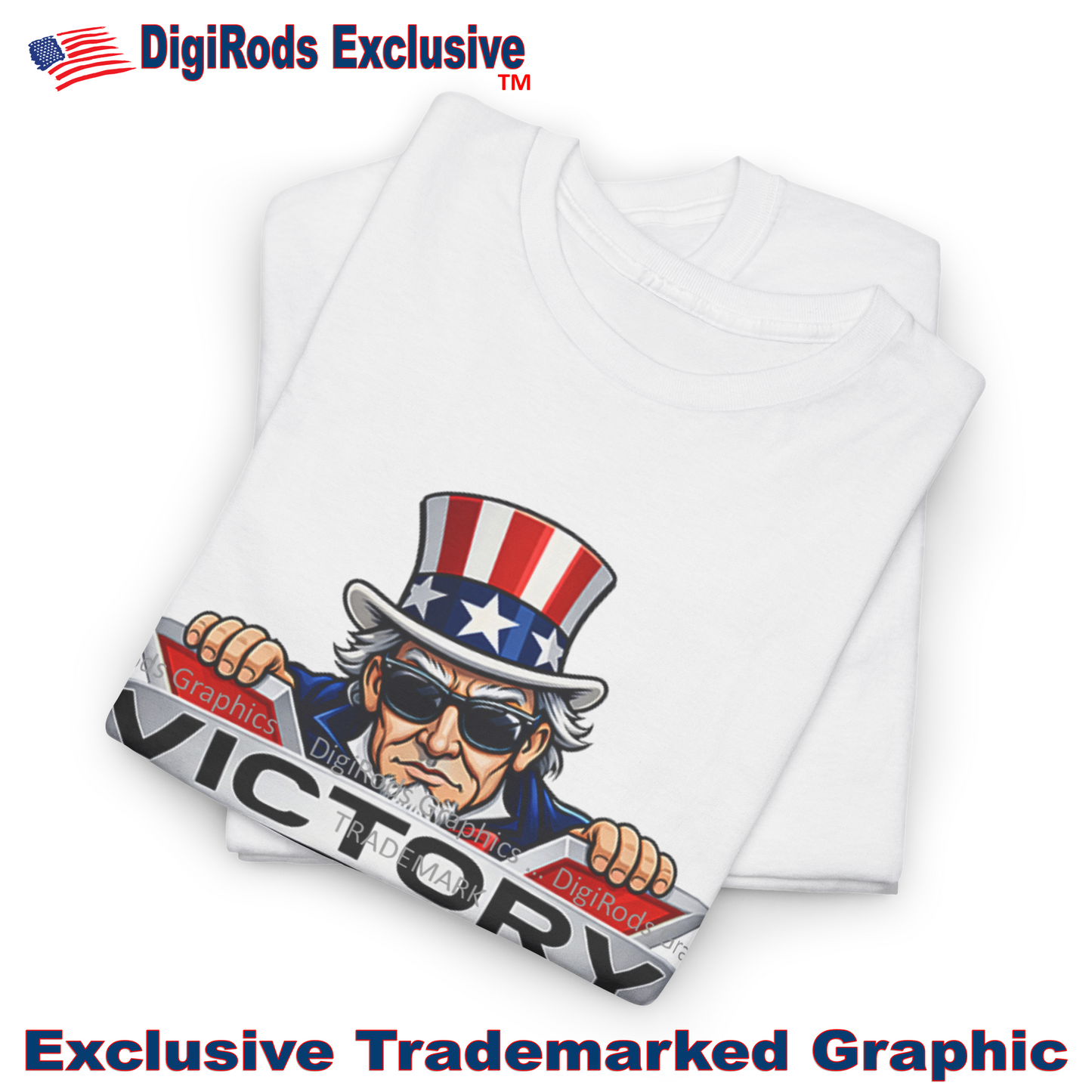 (VIC) Victory Motorcycle American Biker Uncle Sam DigiRods Cartoon Logo T Shirt