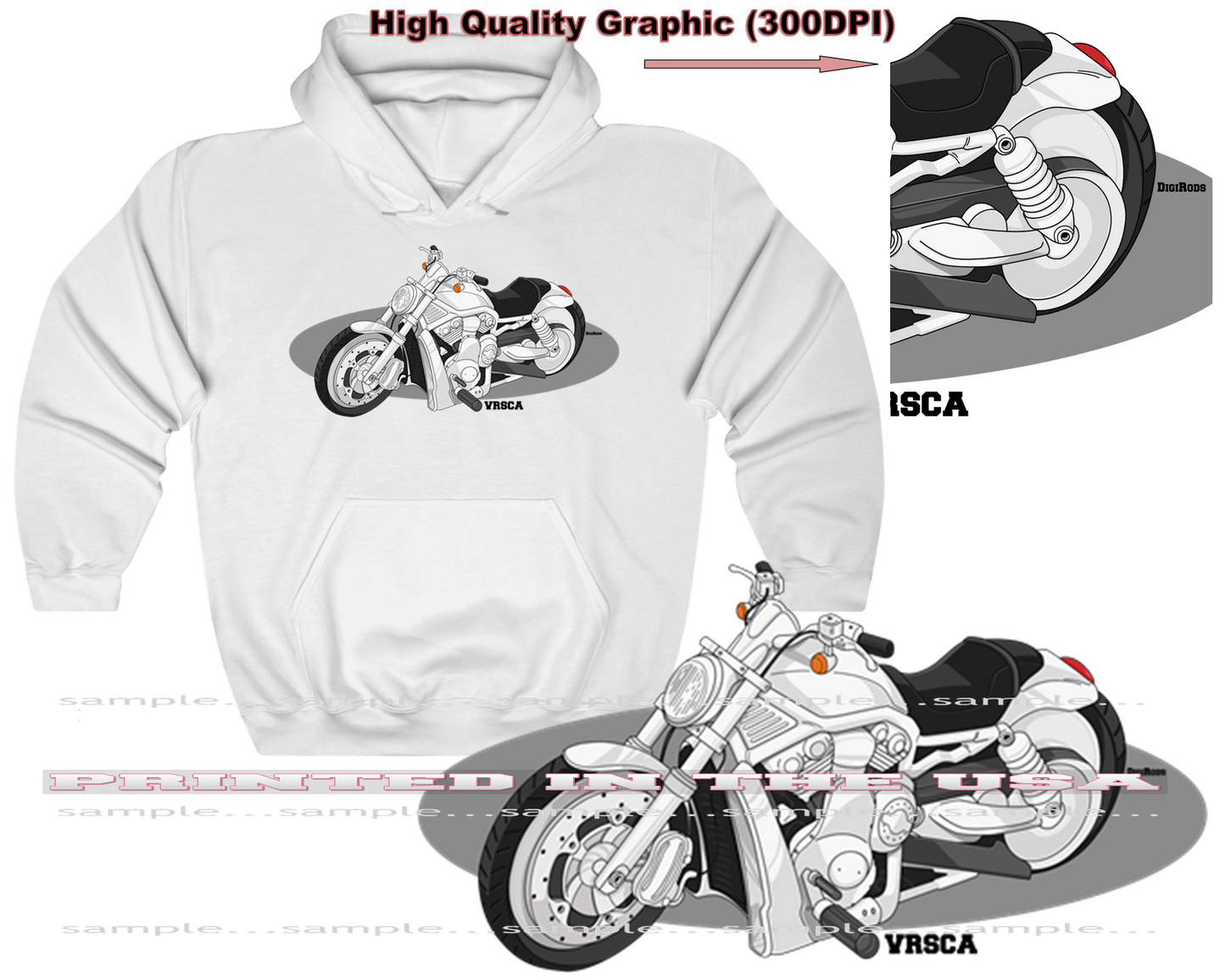 (MOTO) HD Harley VRod V-Rod VRSCA American Motorcycle Biker DigiRods Cartoon Car Series Hoodie Sweatshirt