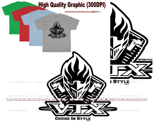 (MOTO) VTX 1300 Motorcycle Cruiser Model Cruise In Style DigiRods Cartoon Car T Shirt - 4 Colors