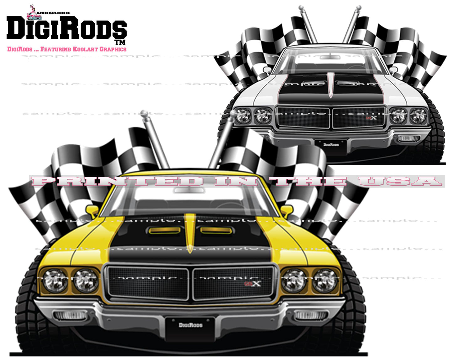 (BUI) Buick GSX Classic Paint Colors Muscle Car Racing Flags DigiRods Cartoon Car Sherpa Fleece Throw Blanket