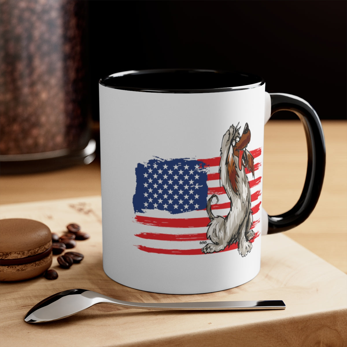 Afghan Hound Dog Breed Military Salute Cartoon Car Coffee Cup Mug