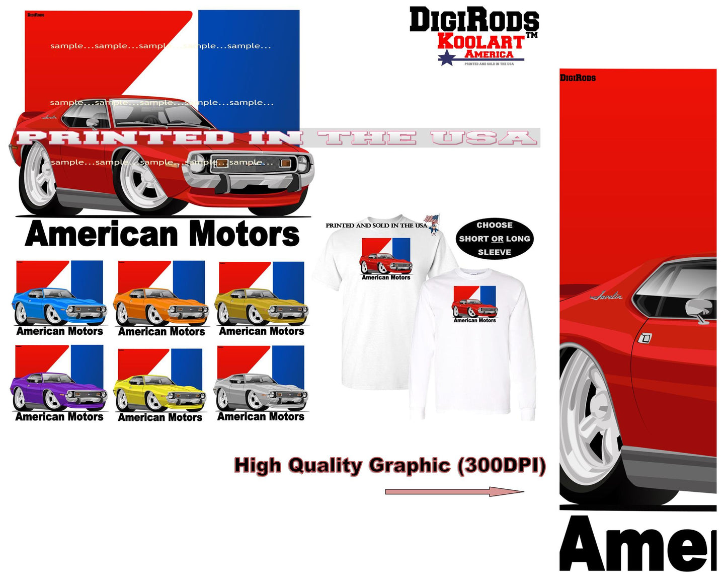 (AMC) AMC American Motors Javelin Vintage Muscle Model DigiRods Cartoo ...