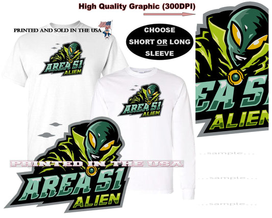 Area 51 Cool Alien ET Believer Cartoon Character Graphic Art Short/Long Sleeve T Shirt