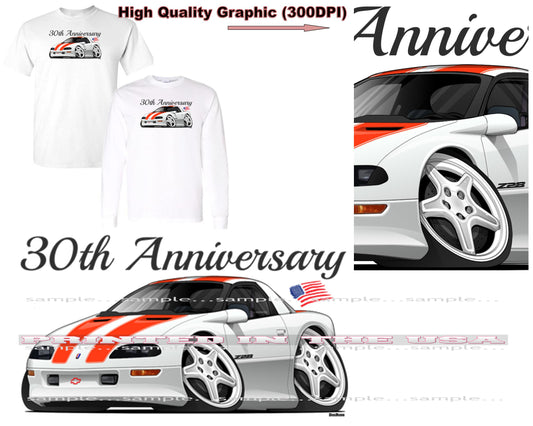 (CHE) Camaro 1997 30th Anniversary Z28 Model Cartoon Car Short/Long Sleeve T Shirt