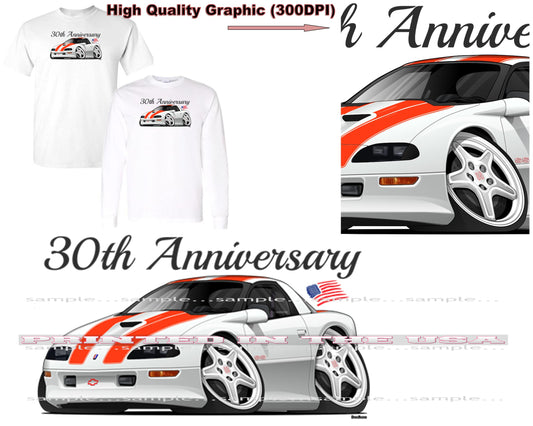 (CHE) Camaro 1997 30th Anniversary Z28 SS Model Cartoon Car Short/Long Sleeve T Shirt