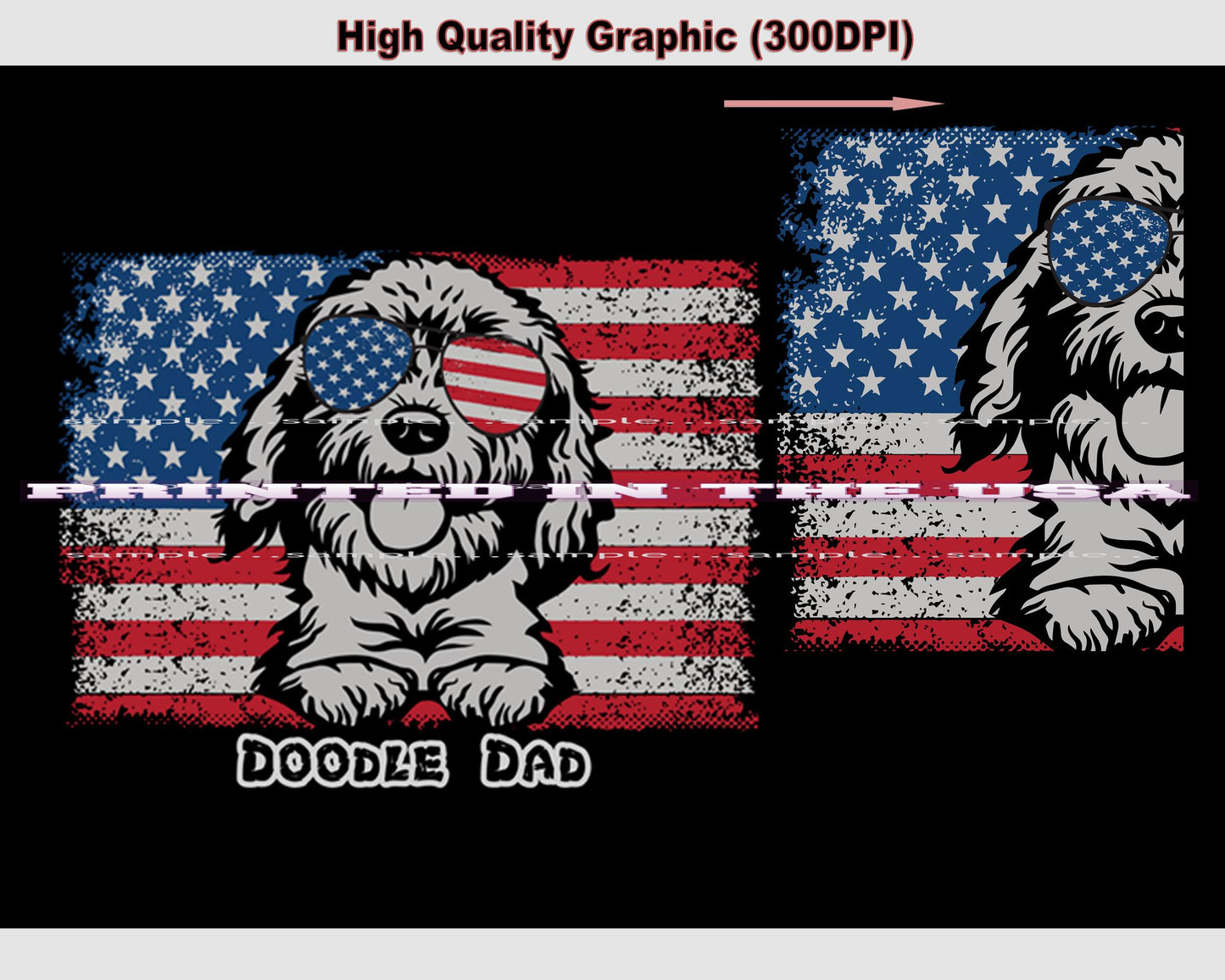 Goldendoodle Labradoodle Dog Breed All American Proud Doodle Dad Short/Long Sleeve Black T Shirt