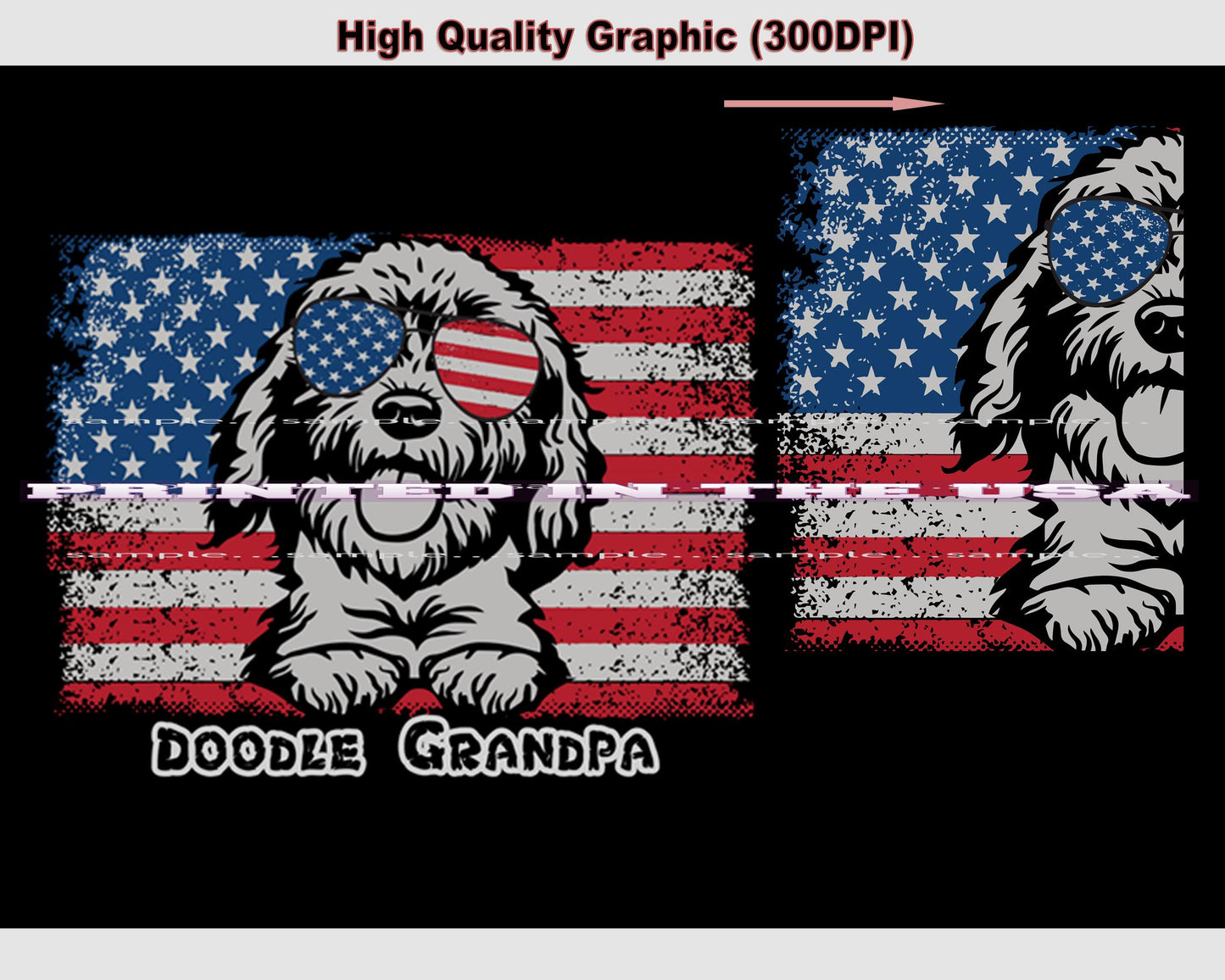 Goldendoodle Labradoodle Dog Breed All American Proud Doodle Grandpa Short/Long Sleeve Black T Shirt
