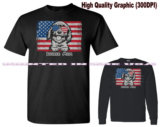 Goldendoodle Labradoodle Dog Breed All American Proud Doodle Mom Short/Long Sleeve Black T Shirt