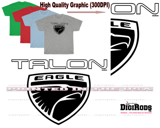 (EAG) Eagle Talon Classic Car Logo Black Outline DigiRods Car T Shirt - 4 Colors