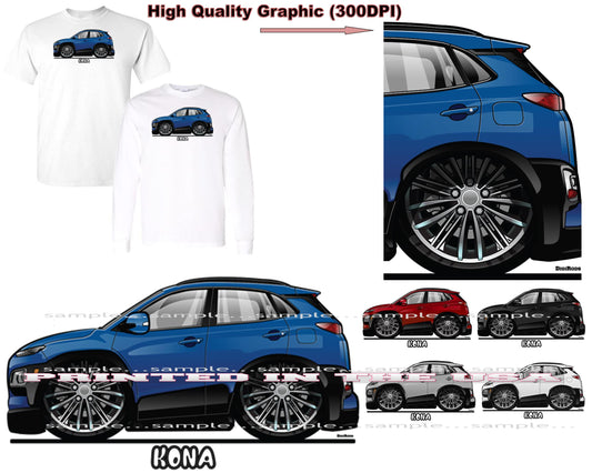 (HYU) Kona New SUV Compact Model DigiRods Cartoon Car Series Short/Long Sleeve T Shirt