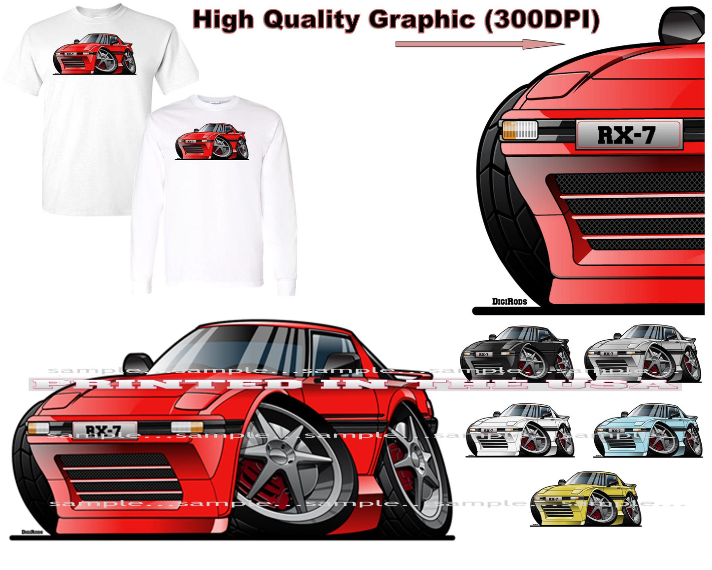 (MAZ) Mazda RX-7 RX7 First Generation Model DigiRods Cartoon Car Short ...