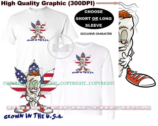 Richie Roach Cartoon Marijuana Pot Joint Born In The USA Short/Long Sleeve T Shirt