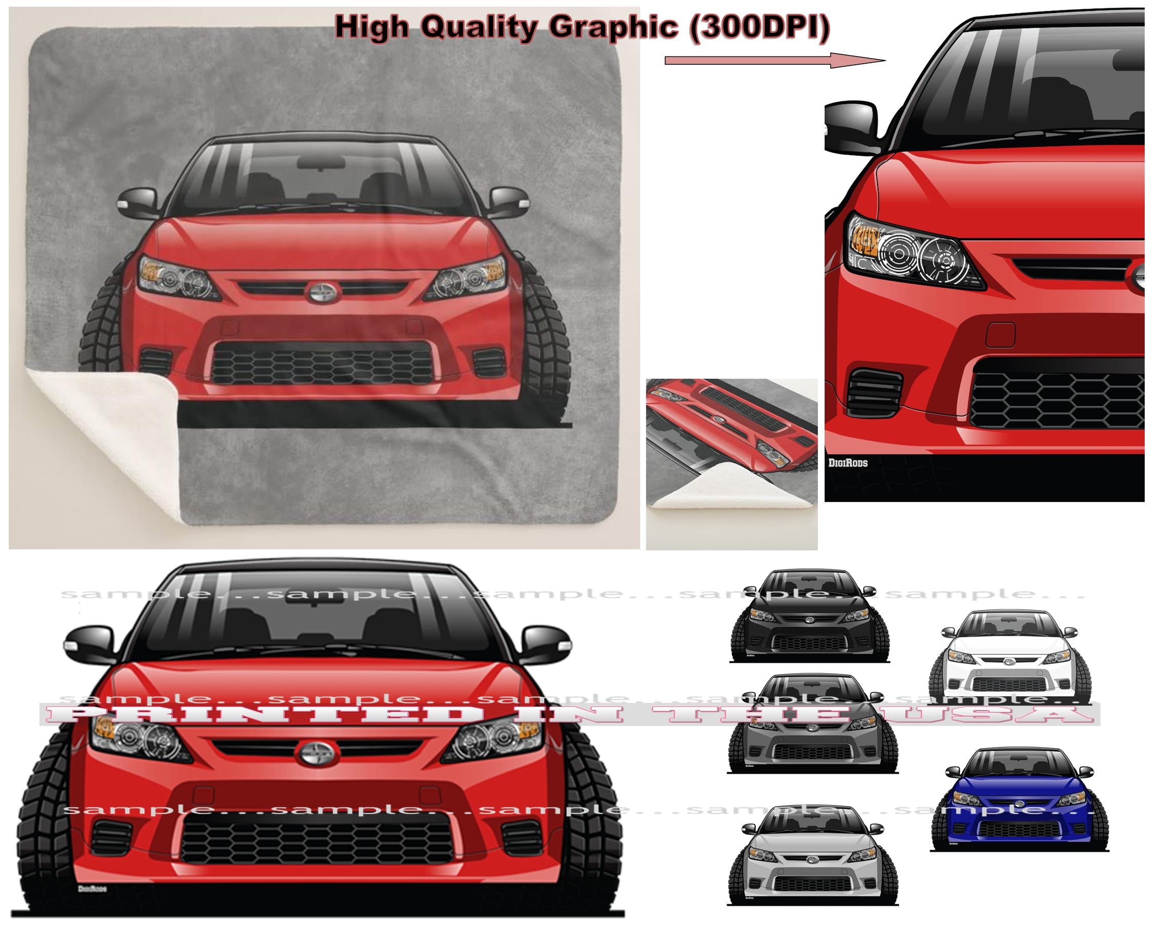 (SCI) Scion TC Race Compact Front View Model DigiRods Cartoon Car Sher ...